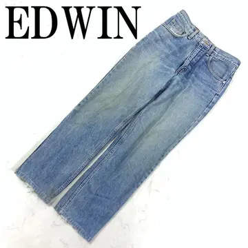 LA6975 USA제 에드윈 코튼 데미지 데님 팬츠 블루 L