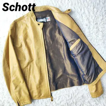 레어 Schott 싱글 라이더 천연 가죽 베이지 L 사이즈 가죽