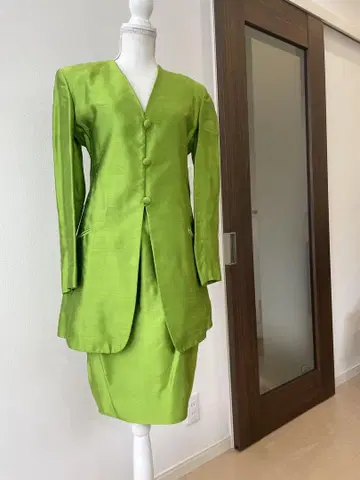 DONNA KARAN 그린 새틴 수트 세트