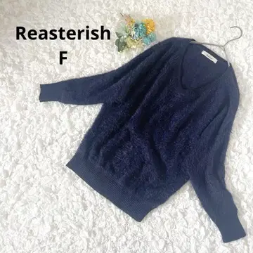 Reasterish V넥 샤기 리브 니트 긴팔 네이비 컬러 F
