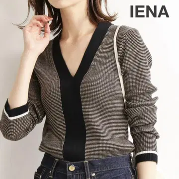 새상품급 IENA 3x3 리브 V넥 풀오버 니트 긴팔 가을 니트