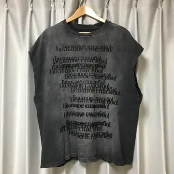 Danke Schon 24SS 빈티지 가공 슬리브리스 티셔츠