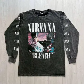 NIRVANA 피그먼트 가공 구제 의류풍 빈티지풍 긴팔 T