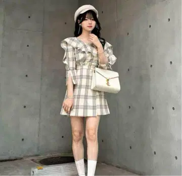 snidel 프릴 미니 원피스 체크