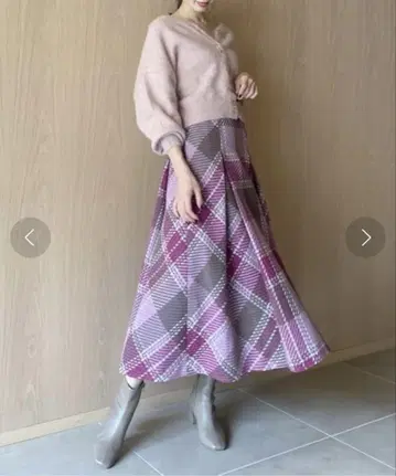 snidel 로빙 체크 플레어 스커트
