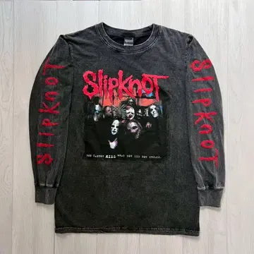 Slipknot 긴팔 T셔츠 피그먼트 가공 구제 의류풍 빈티지풍