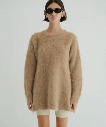 CLANE BOAT NECK SHAGGY KNIT ONEPIECE
