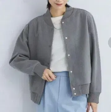 [ 새상품 ] 그린 라벨 릴랙싱 울리 바시티 자켓 가디건 그레이