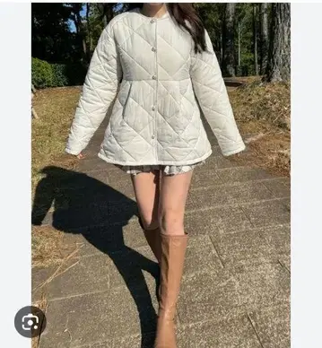 그레일 퀼팅 페플럼 자켓 아이보리 [ ask80 ]