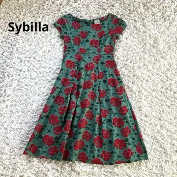 시빌라 장미 자수 반팔 A라인 플레어 원피스 M 사이즈 Sybilla