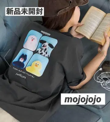 새상품 mojojojo 반팔 T셔츠 차콜 그레이 모조죠죠 고양이