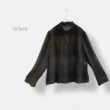 [ la'fere ] 블록 체크 밴드 카라 시어 긴팔 셔츠 트렌드