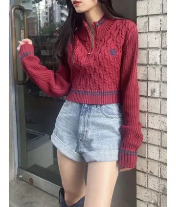 케이블 SUNNY 하프 지퍼 니트