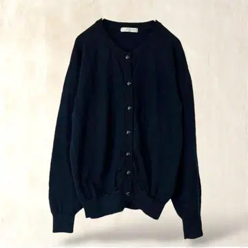 울 100% 긴팔 가디건 [ M ] 블랙 크루넥 무지 오피스 코디