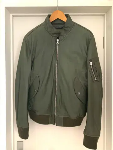 MA-1 블루종 가죽 자켓 올리브 그린 양가죽