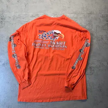 00s USA제 할리데이비슨 스컬 롱T XL 오렌지 이글