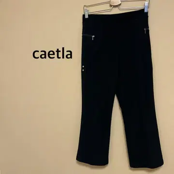caetla/여성용/팬츠/사이드 레오파드 무늬/블랙