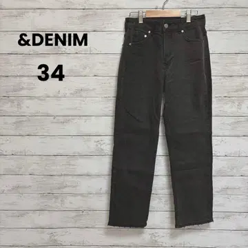[ &DENIM ] H&M 데님 (34) 블랙 데미지 가공 앵클 기장