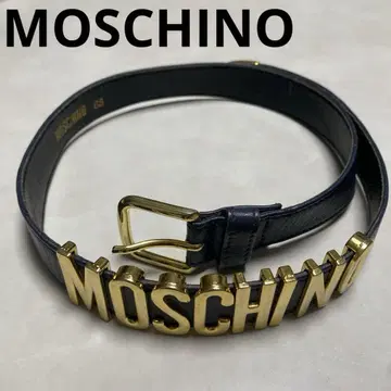 MOSCHINO 네이비 가죽 벨트 사이즈 65