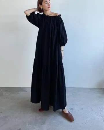 CLANE 2WAY 숄더 원피스 블랙
