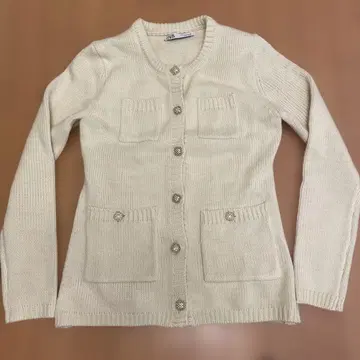 ZARA 미사용품 아이보리 비쥬 버튼 자켓 가디건 M