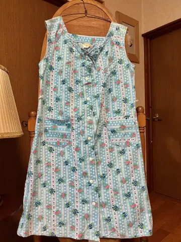 슬리브리스 원피스 70s 블루