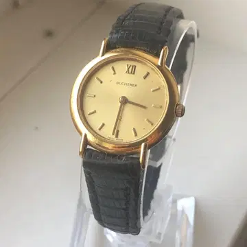 [ 레어 ] BUCHERER 부헤러 아날로그 손목시계 골드/블랙 작동