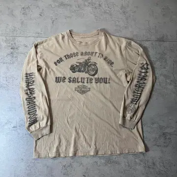 시카고 한정판 할리데이비슨 롱T 베이지 L 상당 백프린트 페이드