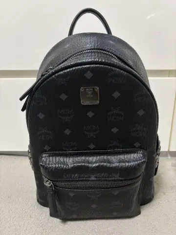 MCM 블랙 가죽 백팩