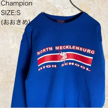 희귀색 레어 Champion 칼리지 맨투맨 S 파랑 3단 프린트