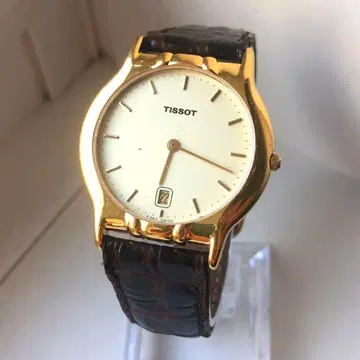 TISSOT 티쏘 골드 쿼츠 손목시계 작동품 가죽 밴드