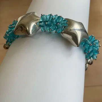 실버 925 팔찌 이탈리아 주얼리 파란 열매와 체인, 별 모티브