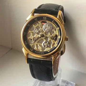 FOSSIL 파슬 골드 다이얼 스켈레톤 아날로그 손목시계