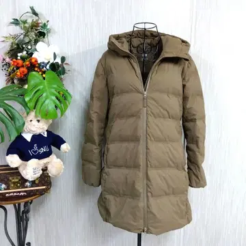 UNIQLO 브라운 후드 부착 롱 다운 자켓 여성용 XL