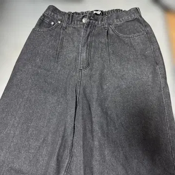 kutir 블랙 데님 와이드 팬츠 하이웨스트