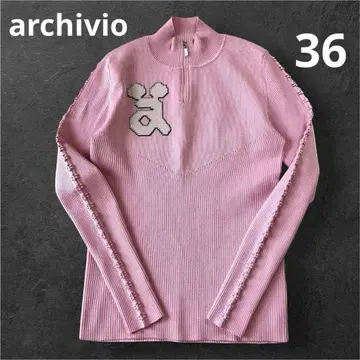 아르치비오 archivio 하프 집업 니트 핑크 36