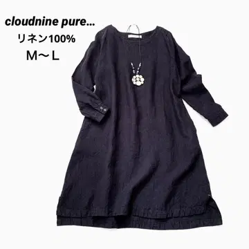 cloudnine pure 린넨 100% 무릎 아래 원피스 루즈핏 블랙