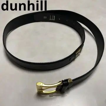 미사용 dunhill 블랙 가죽 벨트 골드 버클