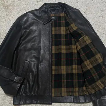 DENNY 가죽 자켓 A-2 체크 안감 블랙 54 양가죽