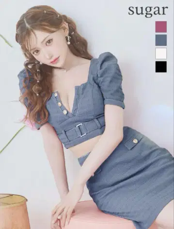sugar 데님 블루 퍼프 슬리브 셋업