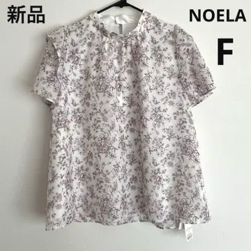 새상품 노엘라 플라워 시어 블라우스 반팔 화이트 보르도 꽃무늬