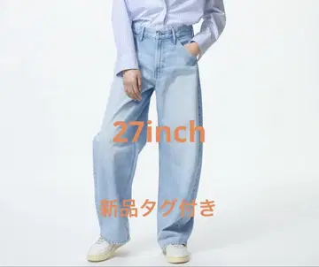 택 포함 새상품 배기 커브 청바지 라이트 블루 데님 팬츠 사이즈 27