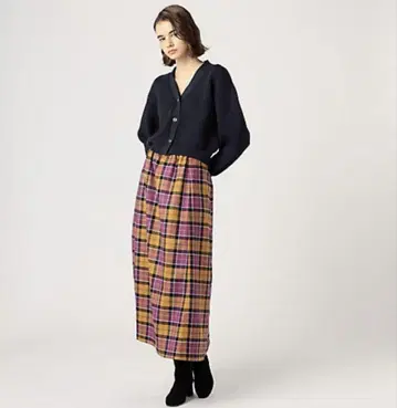 MACPHEE 체크 무늬 롱 스커트 36