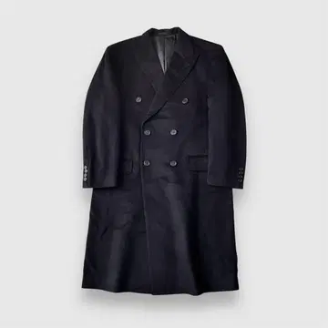 빈티지 캐시미어 100% 더블 브레스트 체스터 코트 블랙 구제 의류