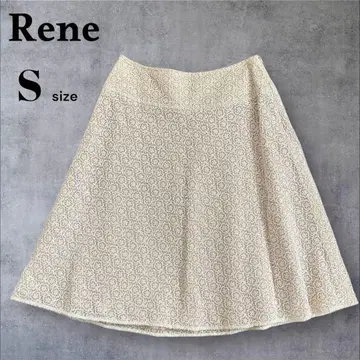Rene 르네 꽃무늬 레이스 플레어 스커트 크림 베이지 [ S ]