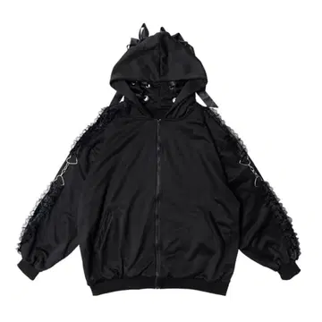 ACDCRAG 후드티 블랙 레이스 체인 ZIP 후드티