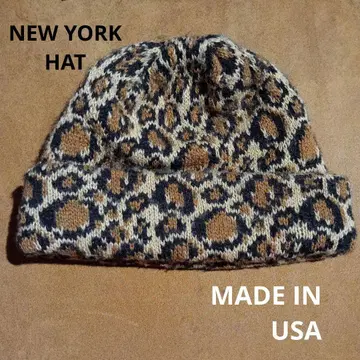 NEW YORK HAT 레오파드 무늬 니트 모자