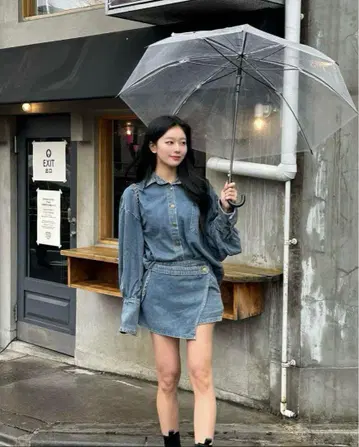 emmy 데님 랩 숏팬츠 셋업