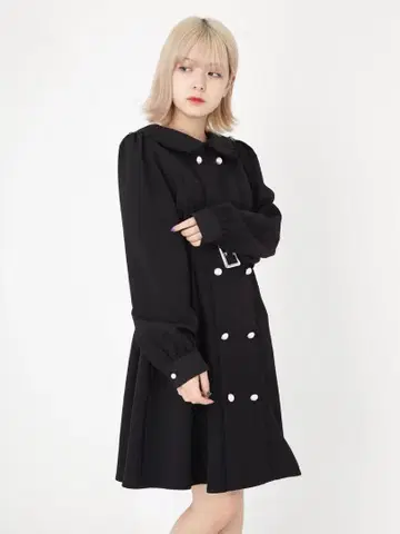 앙크루즈 더블 버튼 원피스 블랙