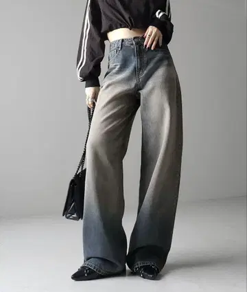 그라데이션 빈티지 와이드 데님